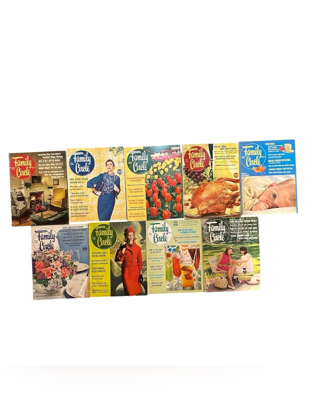 Family Circle Magazine Lot of 9 1962-1966 Mid Century Modern Ads Vintage